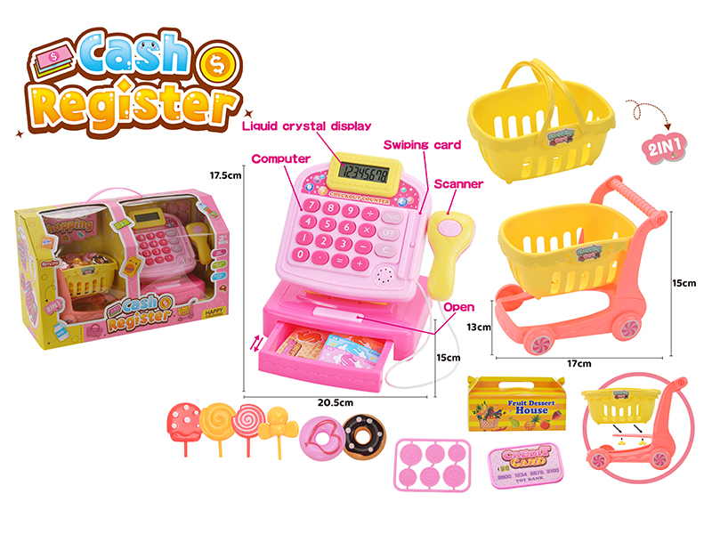 Cash Register With Doughnut Shopping Cart
