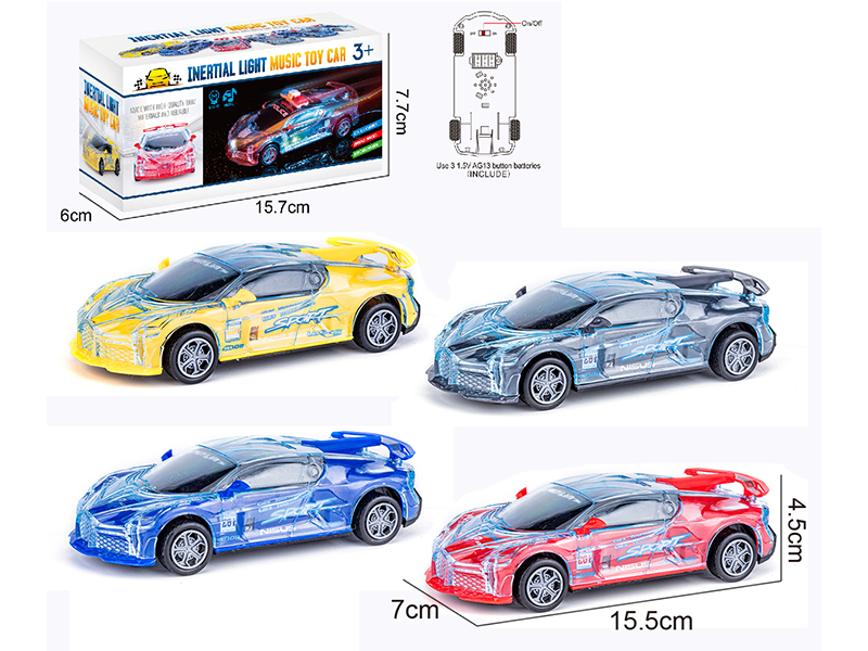 Friction Bugatti Racing Car With Lights