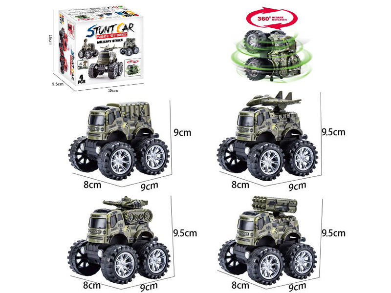 Friction Stunt Military Truck Set