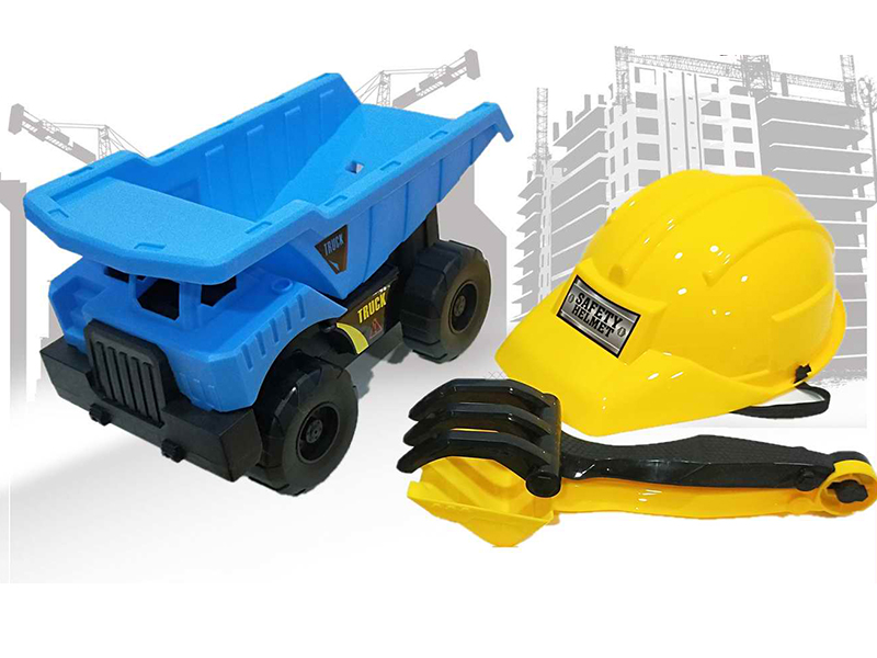 Friction Dump Truck + Cap +2 Sand Shovel (Blue)