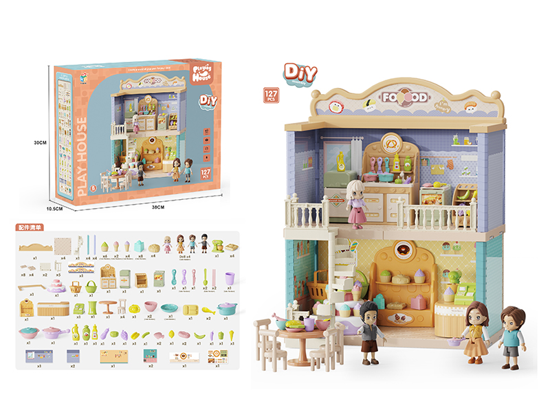 DIY Assembly Double Layer Kitchen Dessert Shop Set 127pcs