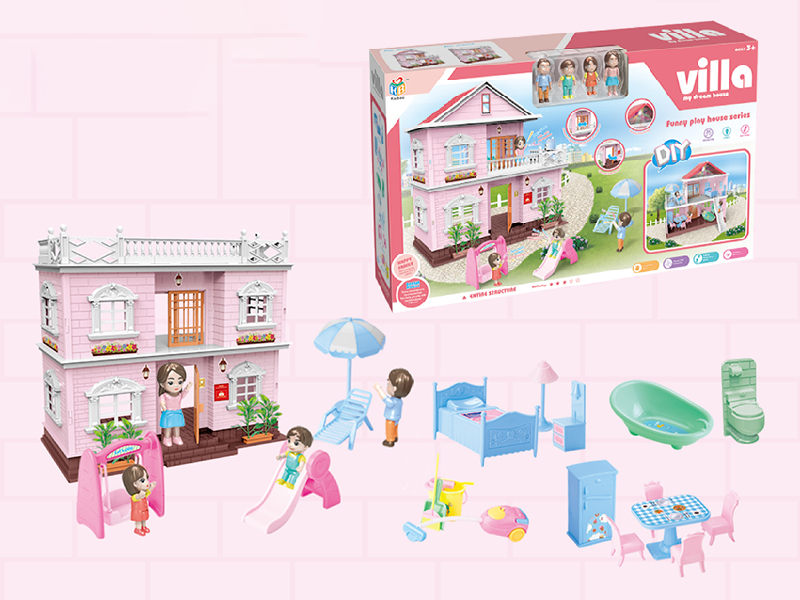 DIY Villa With Colorful Lights, Doll,Furniture