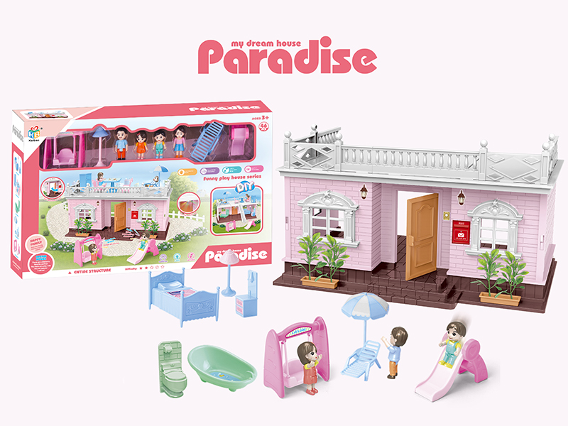 DIY Villa With Colorful Lights, Doll,Furniture