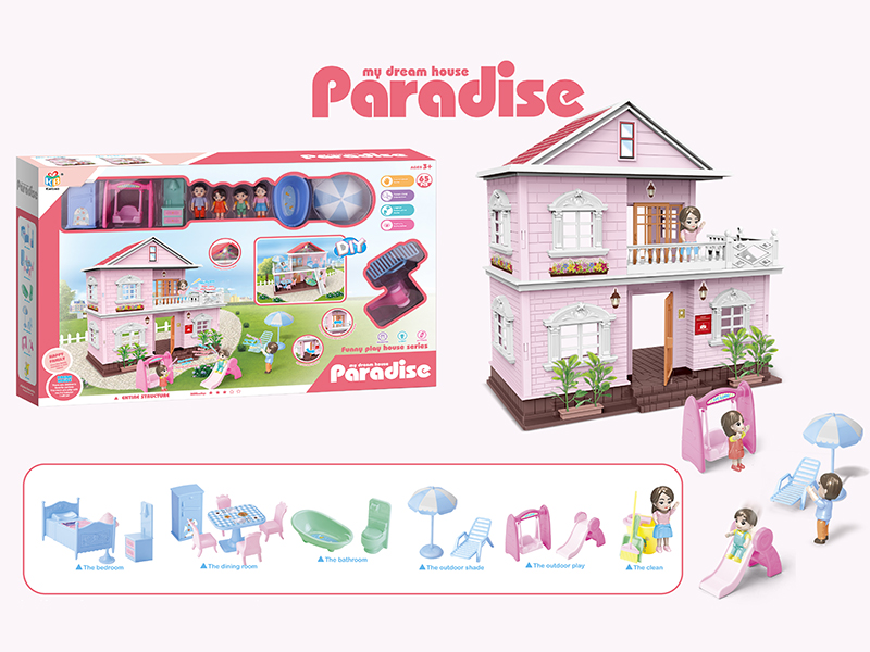 DIY Villa With Colorful Lights, Doll,Furniture