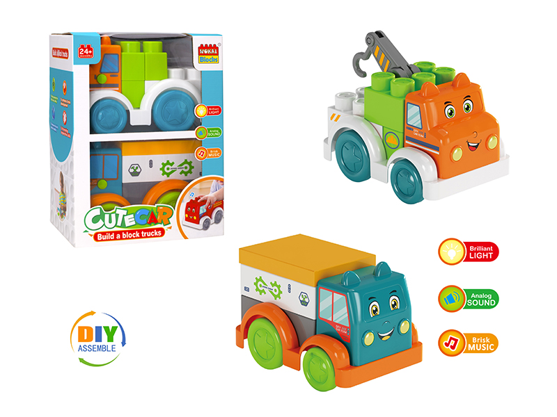 Building Blocks Engineering Truck(Crane + Truck)With Light And Music