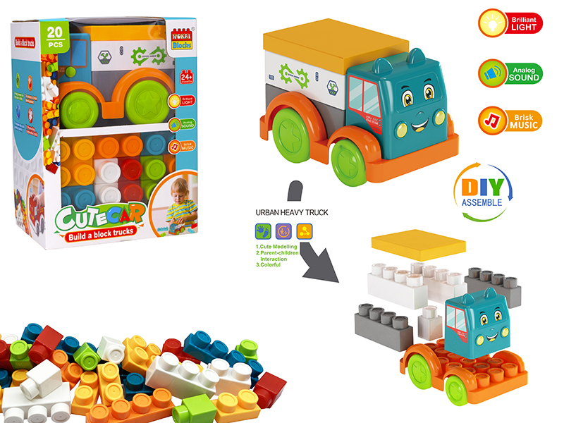 Building Blocks Truck With Light And Music + 20pcs Building Blocks