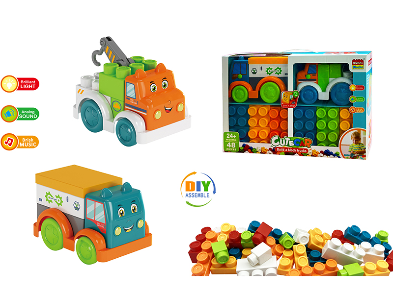 Building Blocks Engineering Truck(Crane + Truck)With Light And Music