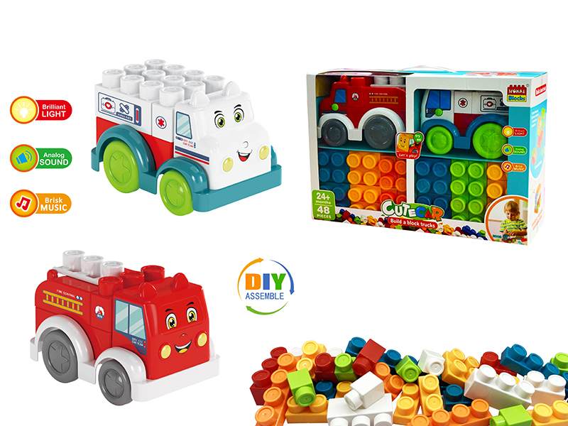 Building Blocks Car(Ambulance + Fire Engine)With Light And Music