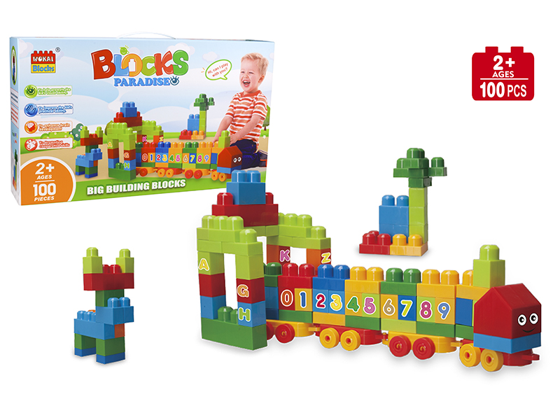 Number + Alphabet Solid Color Building Blocks(100PCS)