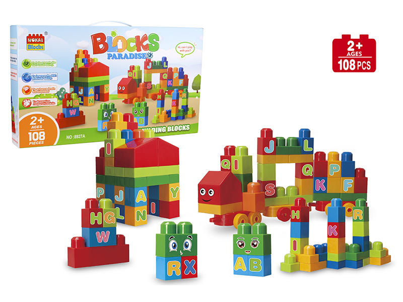 Number + Alphabet Solid Color Building Blocks(108PCS)