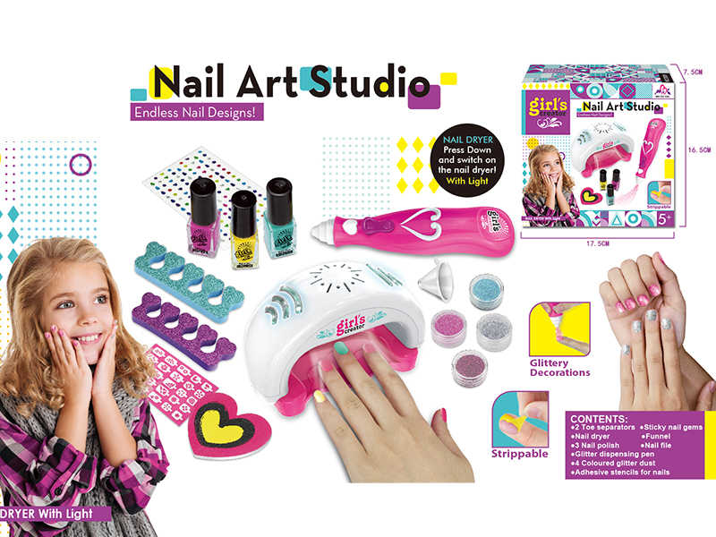 Nail Dryer + Glitter Dispensing Pen Nail Art Set