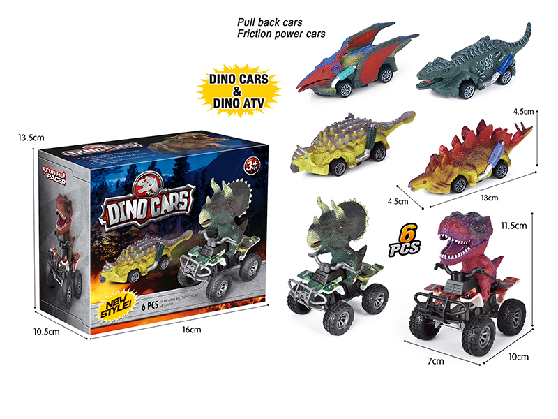 Pull Back Dinosaur Cars Friction Dinosaur Cars 6pcs