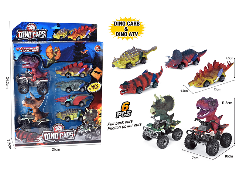 Pull Back Dinosaur Cars Friction Dinosaur Cars 6pcs