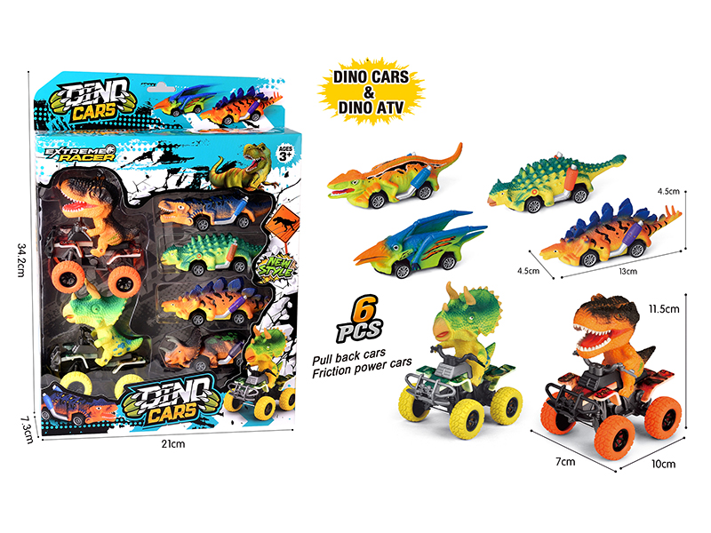 Pull Back Dinosaur Cars Friction Dinosaur Cars 6pcs