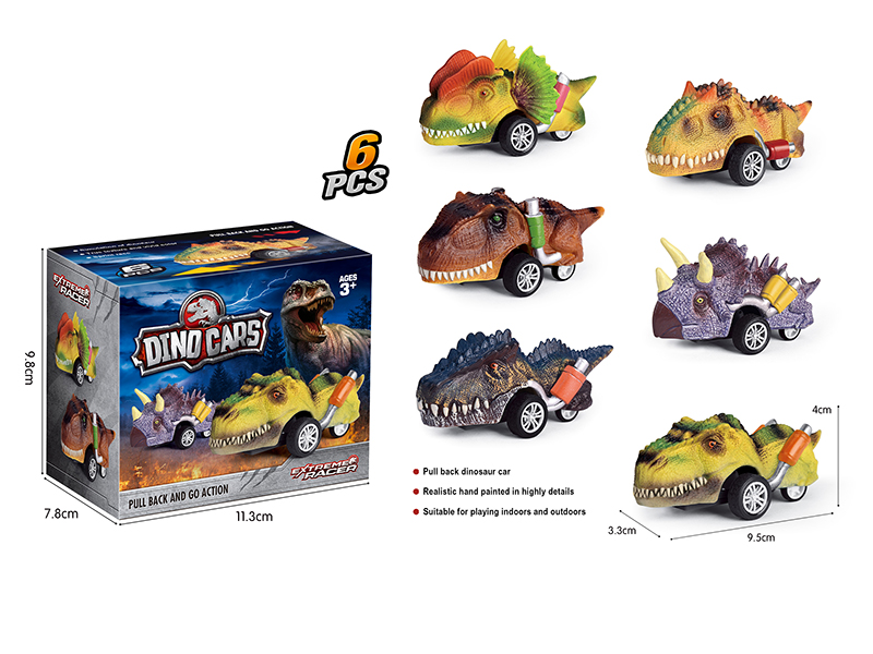 Pull Back Dinosaur Cars 6pcs