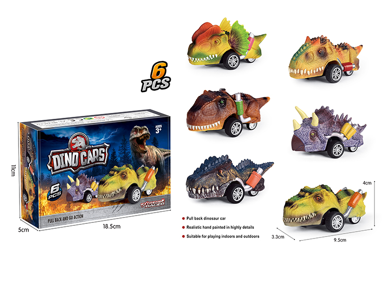 Pull Back Dinosaur Cars 6pcs