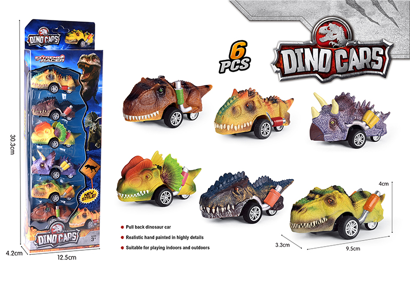 Pull Back Dinosaur Cars 6pcs