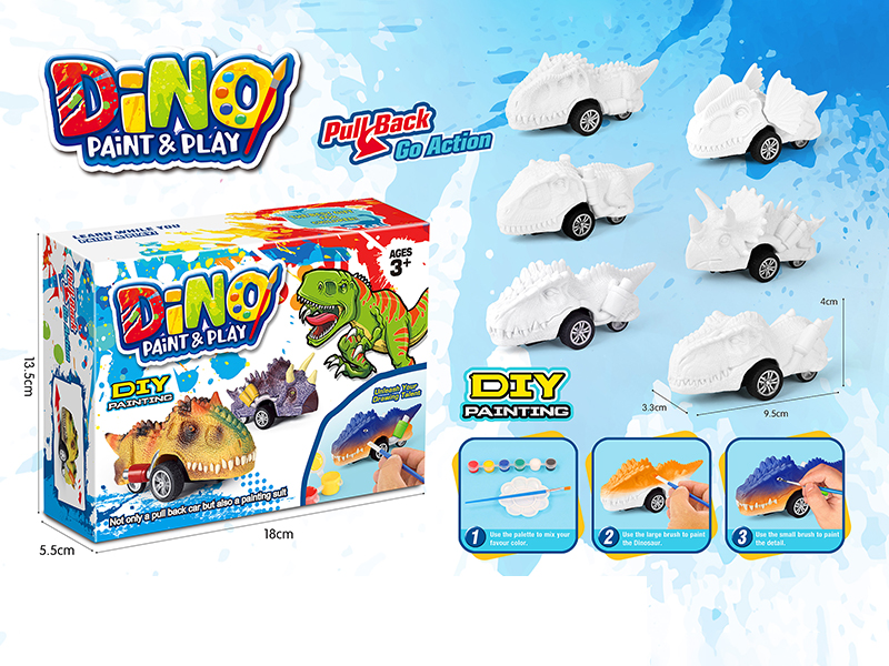 DIY Coloured Drawing Dinosaur Pull Back Cars