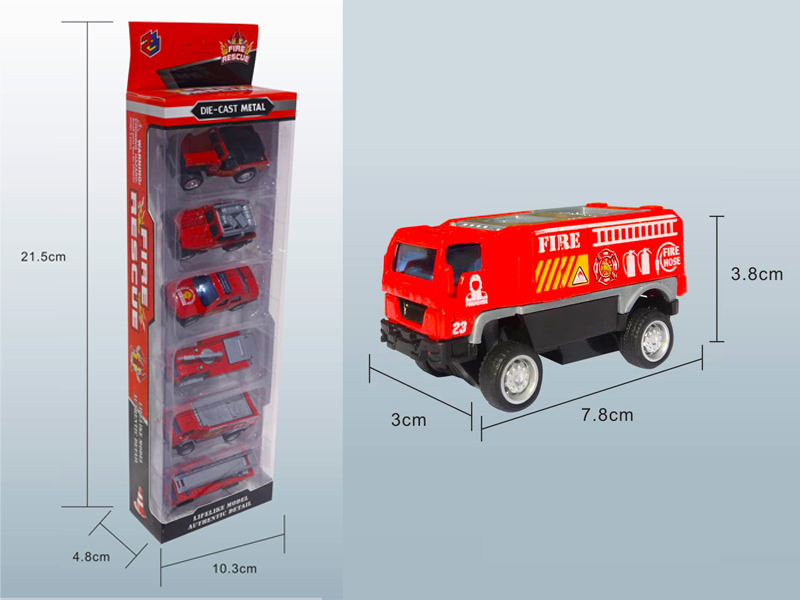 6Pcs 1:55 Simulated Pull Back Fire Alloy Vehicle