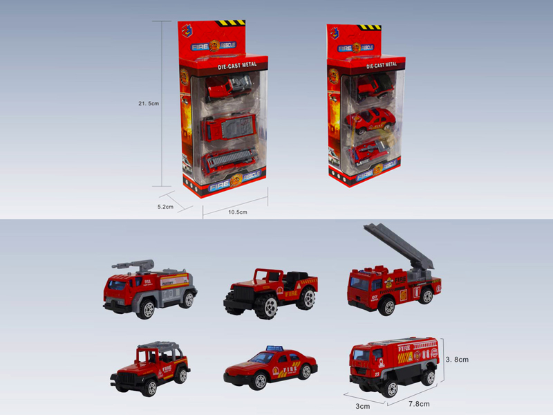 3Pcs Simulated Slide Fire Alloy Vehicle