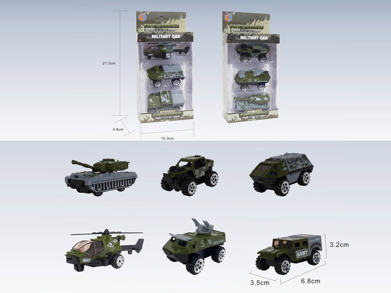 3Pcs Simulated Slide Military Alloy Car