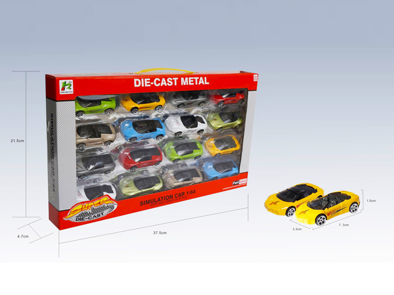 16Pcs 1:64 Simulated Slide Alloy Car