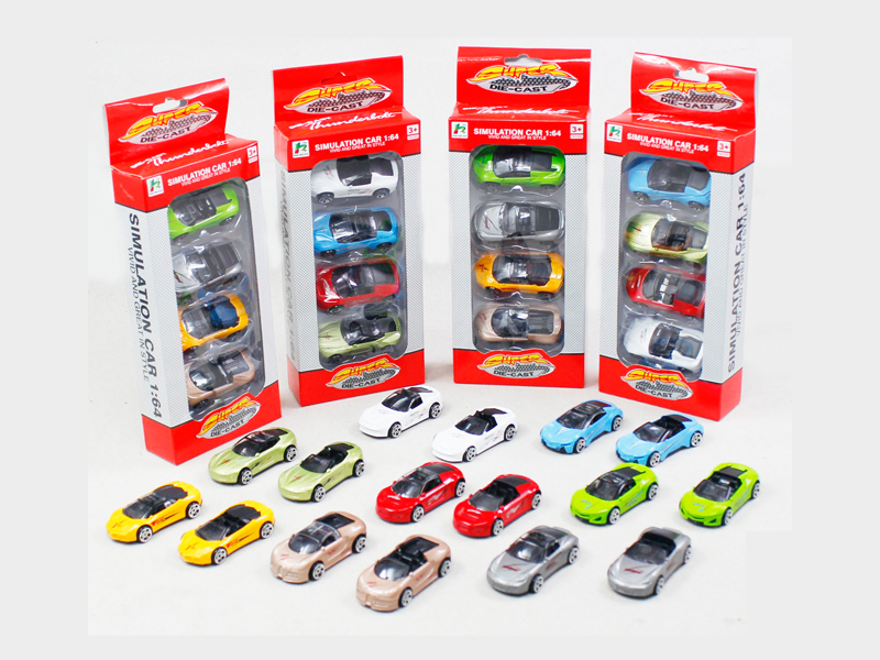 4Pcs 1:64 Simulated Alloy Slide Car