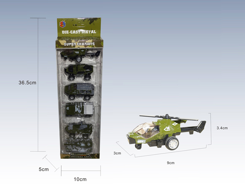 6Pcs 1:55 Simulate Pull Back Military Alloy Vehicle