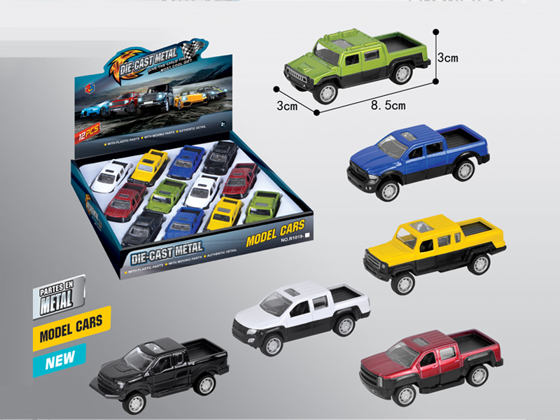 12Pcs 1:50 Pickup Pull Back Alloy Car