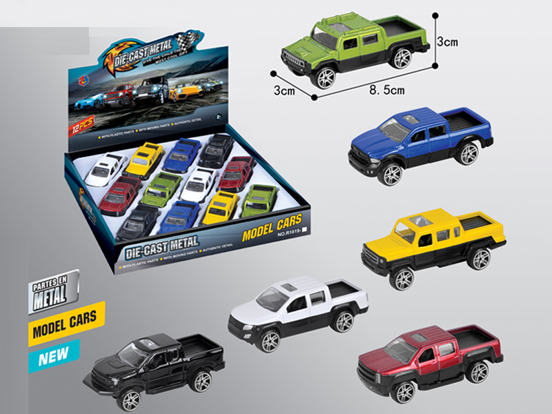 12Pcs 1:50 Pickup Slide Alloy Car