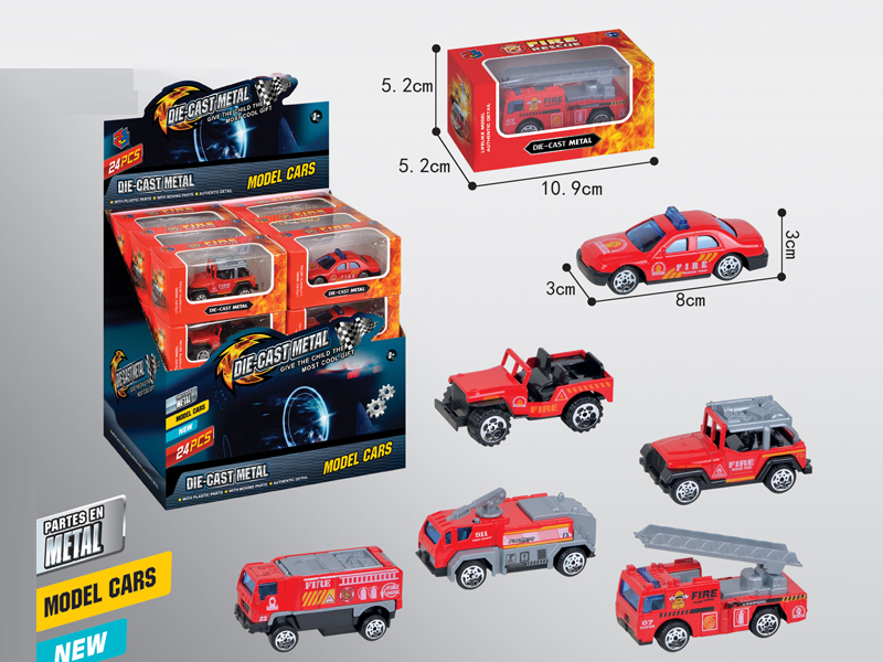 24Pcs 1:55 Mini Fire Control Slide Alloy Car