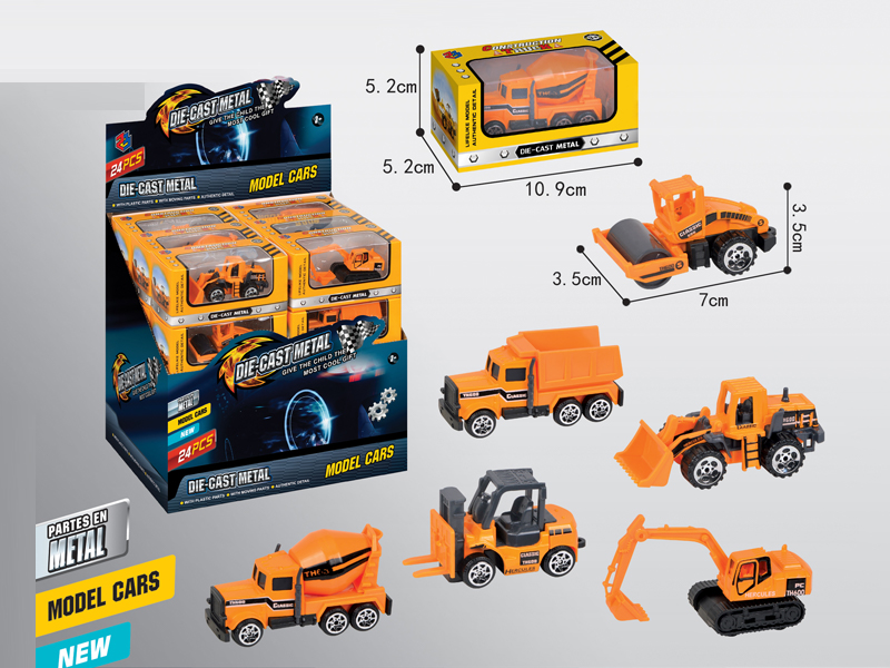 24Pcs 1:55 Mini Engineering Slide Alloy Car