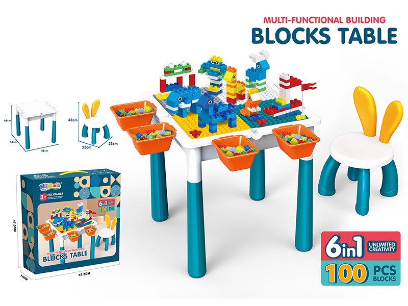 Building Blocks Table + 100pcs Building Blocks + 1 Chair(Including Storage Box)