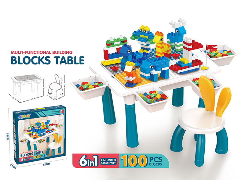 Building Blocks Table + 100pcs Building Blocks + 1 Chair(Including Storage Box)