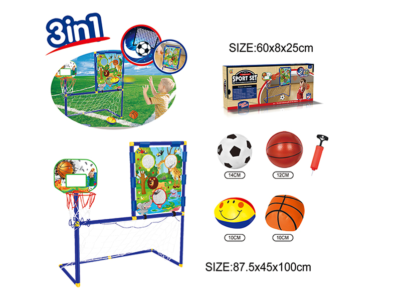 3-In-1 Football And Basketball And Three-Hole Rack