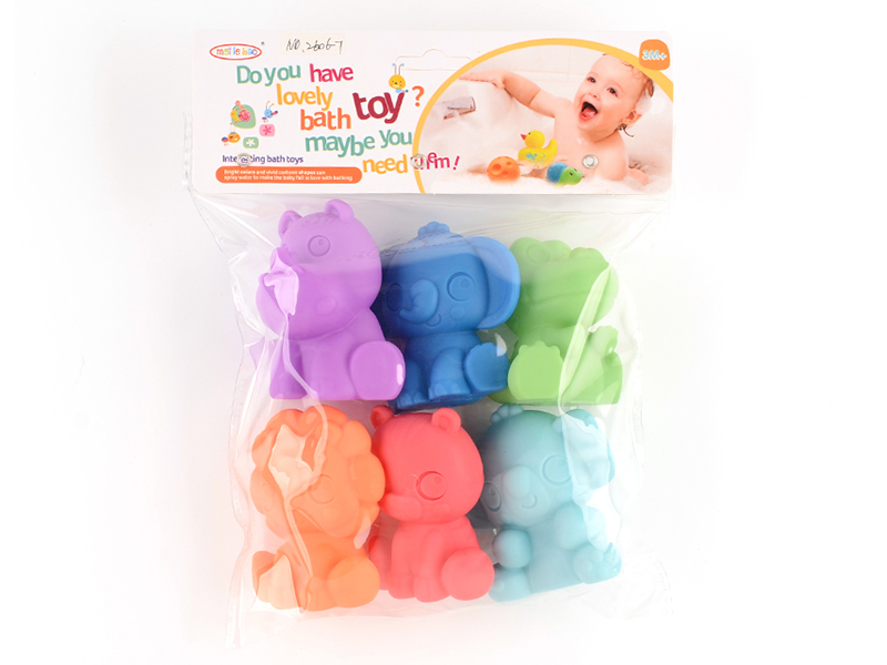 6pcs Soft Plastic Animals Bath Toys