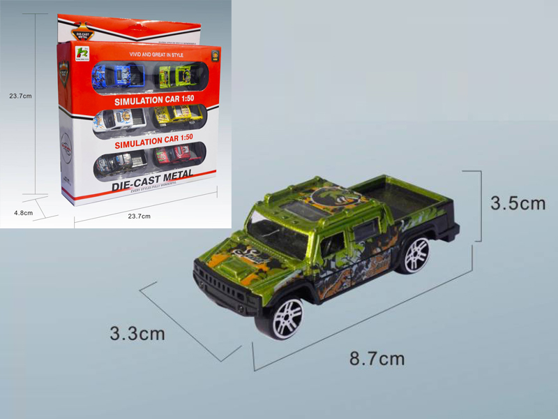 6PCS 1:50 Mini Slide Pickup Alloy Cars