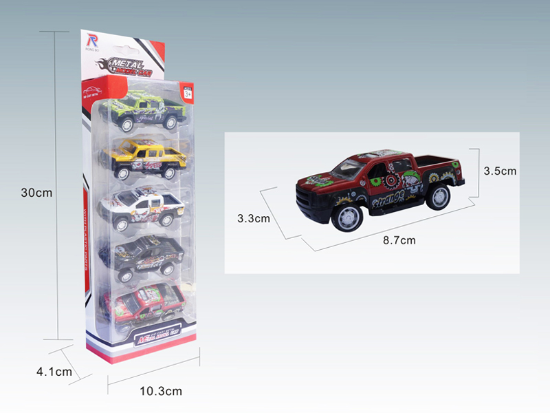 5PCS 1:50 Mini Pull Back Pickup Alloy Cars
