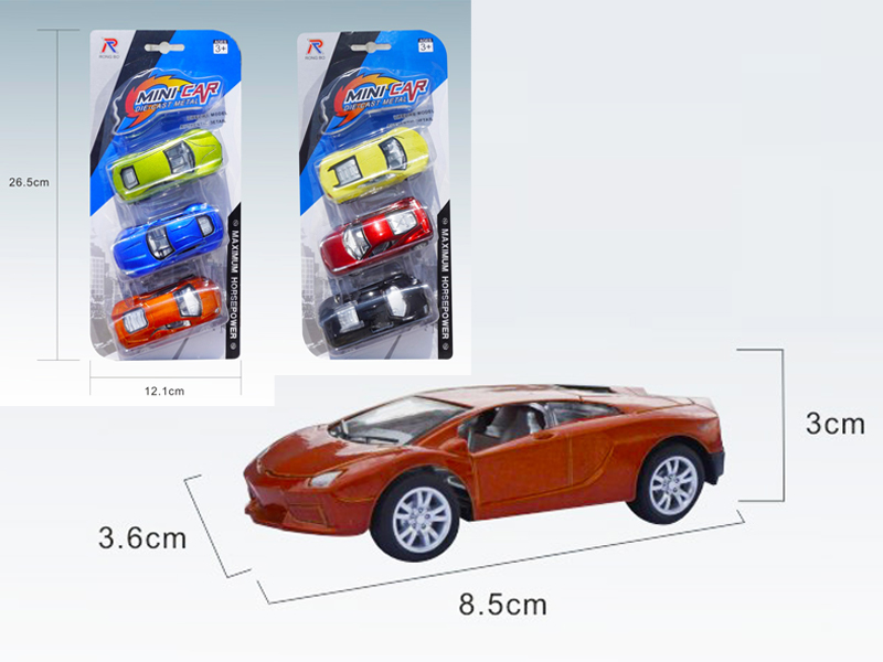 3PCS 1:50 Simulated Pull Back Alloy Cars