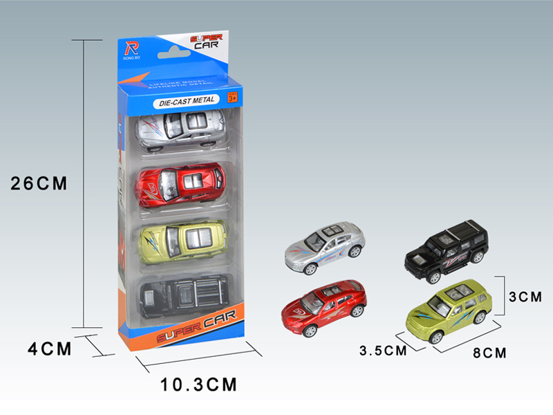 4PCS Simulated Off-Road Pull Back Alloy Vehicle