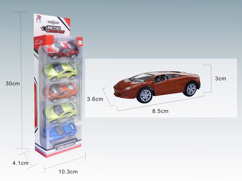 5PCS 1:50 Simulated Pull Back Alloy Cars