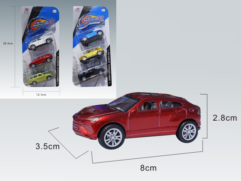 3PCS 1:50 Simulated Pull Back Alloy Cars