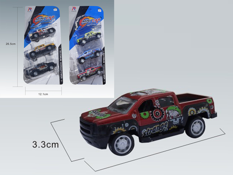 3PCS 1:50 Mini Pull Back Pickup Alloy Cars