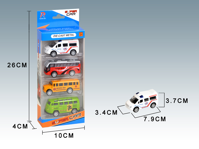 4PCS Mini Simulation Pull Back Alloy Car