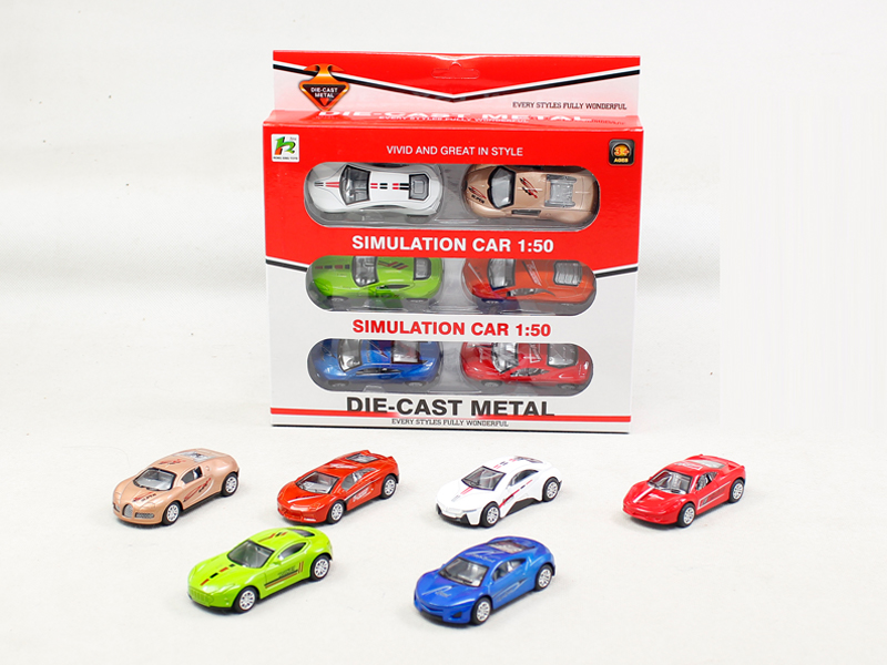 6PCS Simulation Pull Back Alloy Car