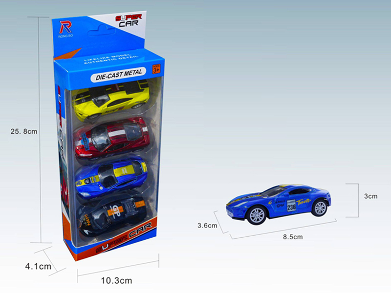 4PCS 1:50 Simulated Pull Back Racing Alloy Car