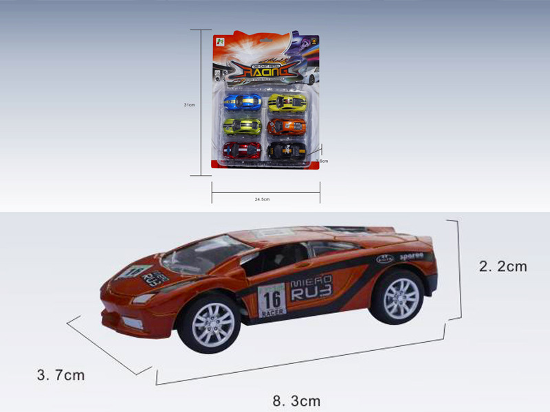 6PCS 1:50 Simulated Pull Back Alloy Cars