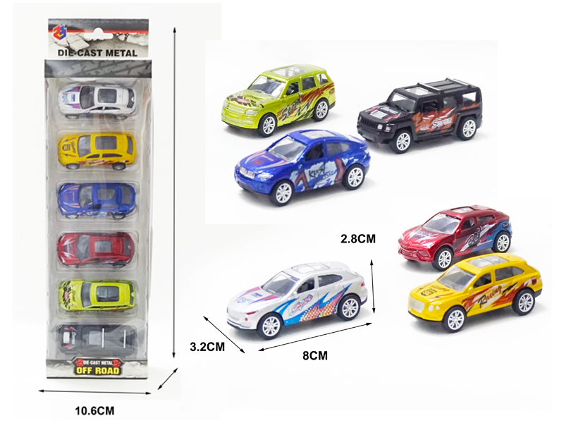 6PCS 1:50 Off-Road Pull Back Alloy Vehicle