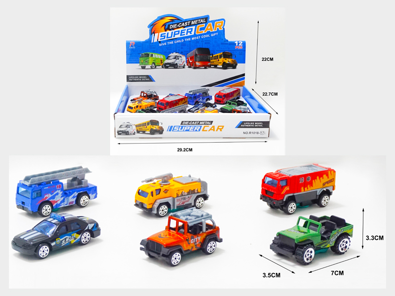 12PCS 1:55 Slide City Alloy Car