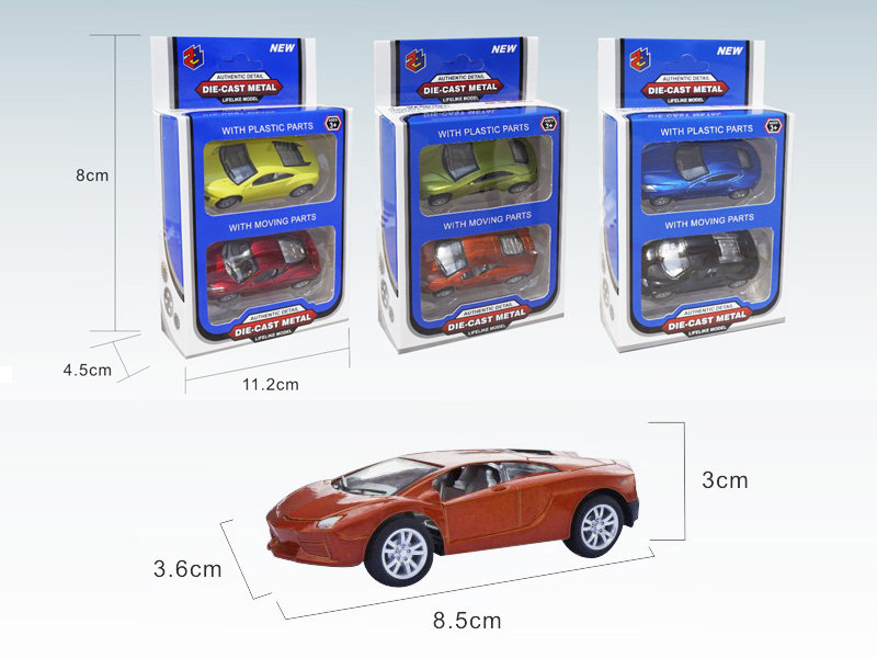 2PCS 1:50 Simulated Pull Back Alloy Car